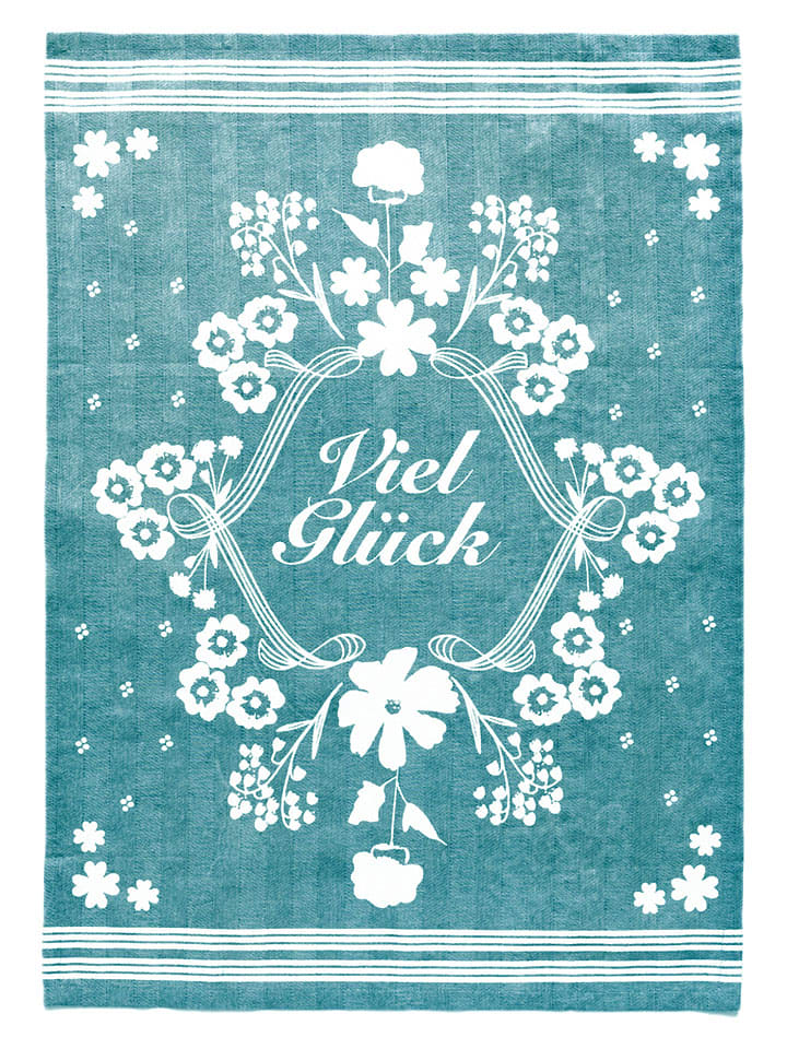 Ściereczka "Viel Glück" w kolorze turkusowym do naczyń - 70 x 50 cm