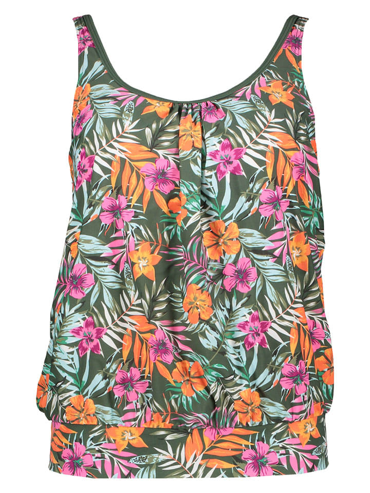 Koszulka tankini w kolorze oliwkowo-pomarańczowo-różowym