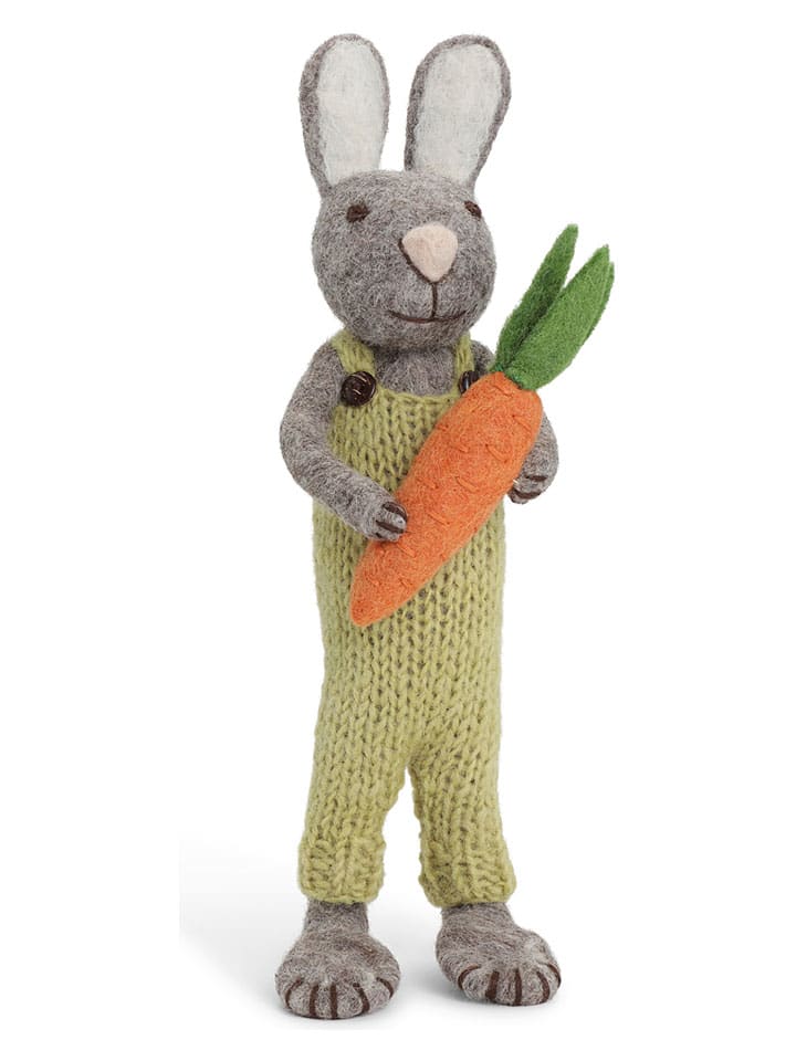 Figurka dekoracyjna "Bunny" w kolorze szaro-zielonym - dł. 27 cm