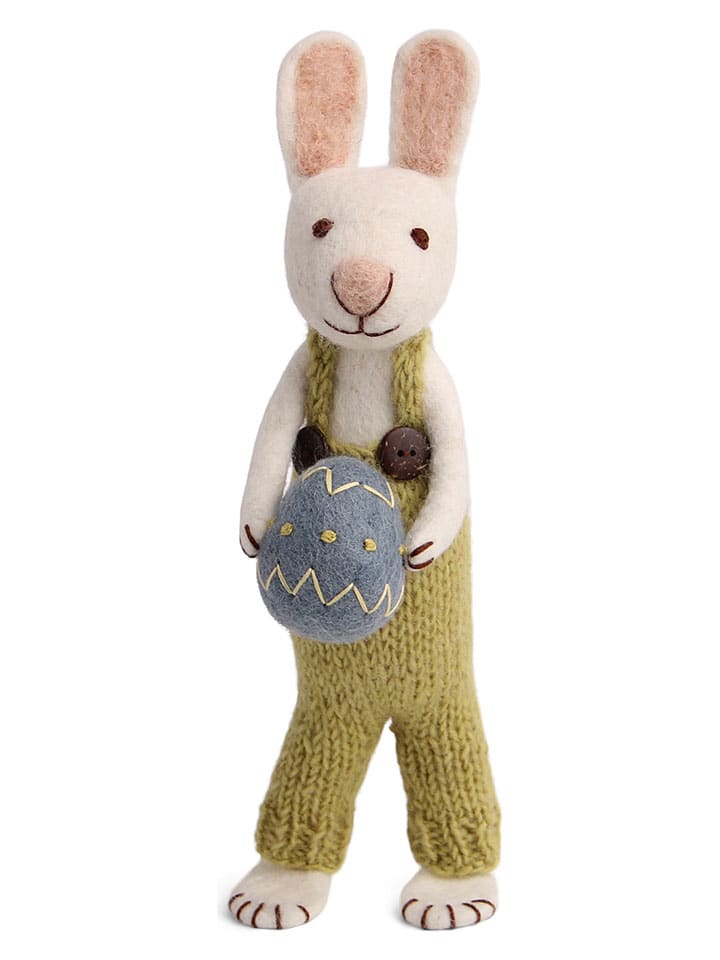 Figurka dekoracyjna "Bunny" w kolorze biało-zielonym - dł. 30 cm