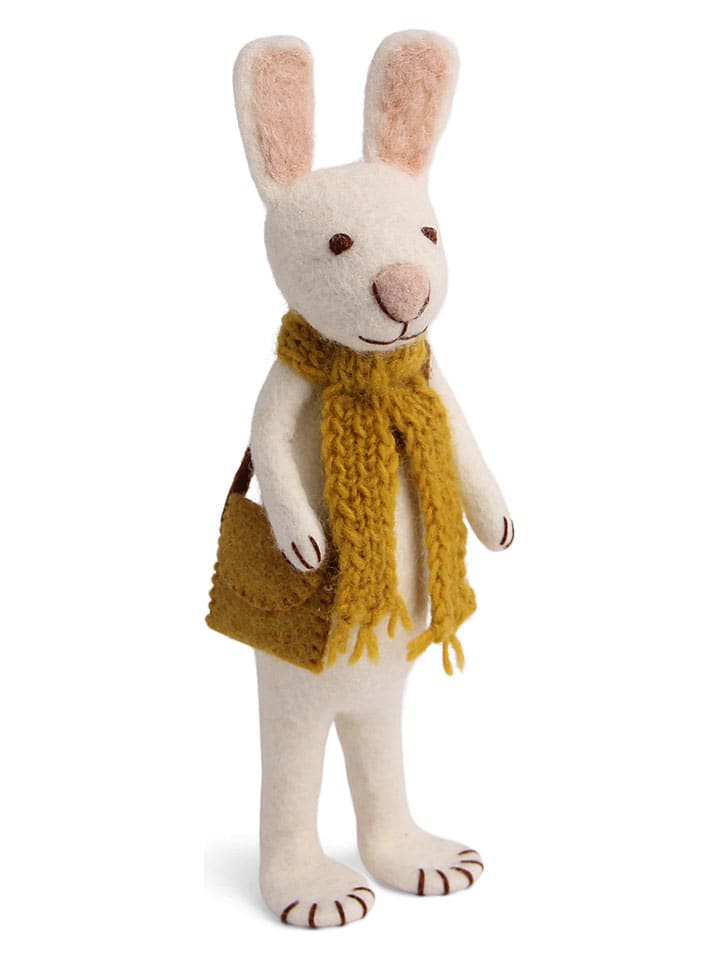 Dekofigur ''Bunny'' in Weiß/ Ocker - (L)30 cm