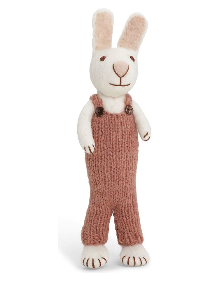 Decofiguur ''Bunny'' wit/lichtroze - (L)27 cm