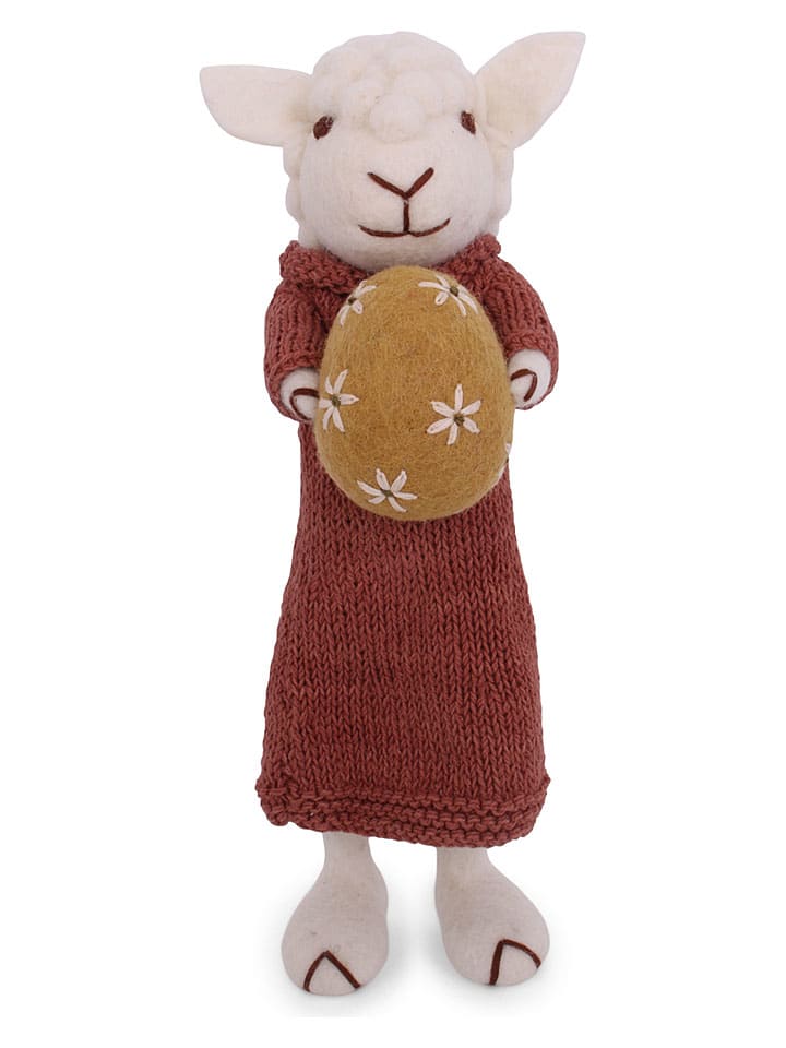Decofiguur ''Sheep'' wit/rood - (L)27 cm