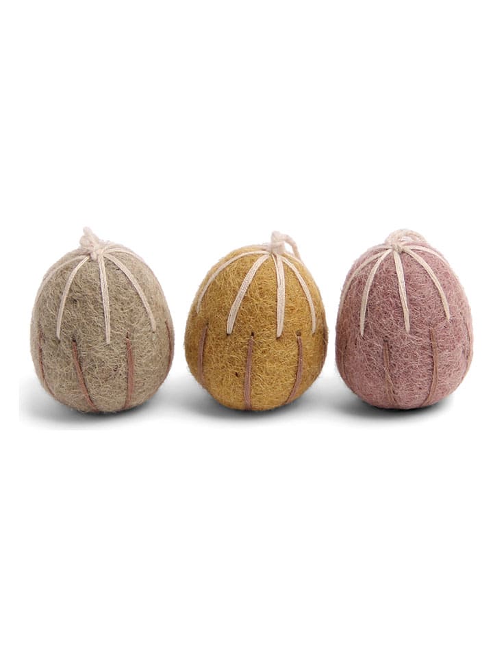 Zawieszki dekoracyjne (3 szt.) w różnych kolorach - wys. 3,75 x Ø 3 cm