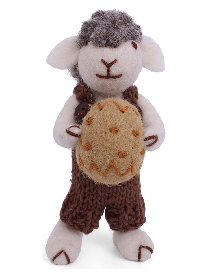 Dekofigur ''Sheep'' in Grau/ Braun/ Weiß - (L)11 cm