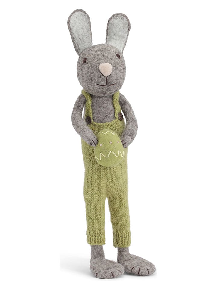 Dekofigur ''Bunny'' in Grau/ Grün - (L)55 cm
