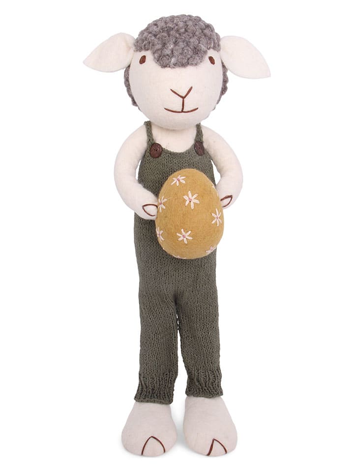 Figurka dekoracyjna "Sheep" w kolorze biało-szarym - dł. 60 cm