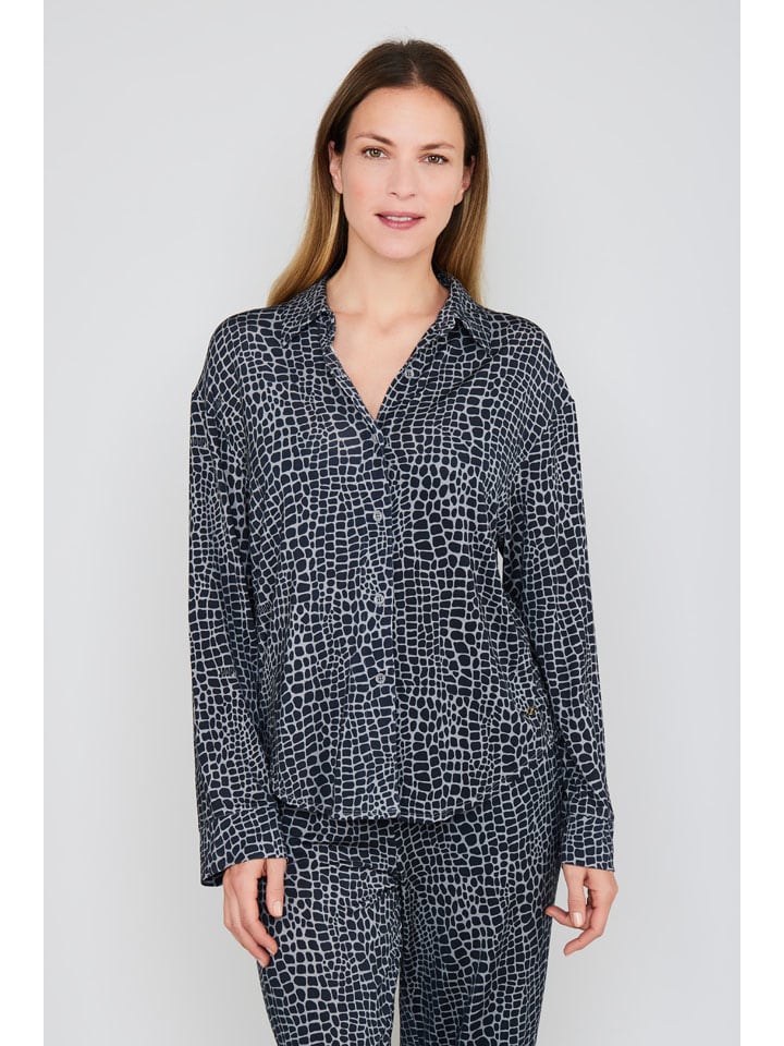 Pyjama-Oberteil in Dunkelblau