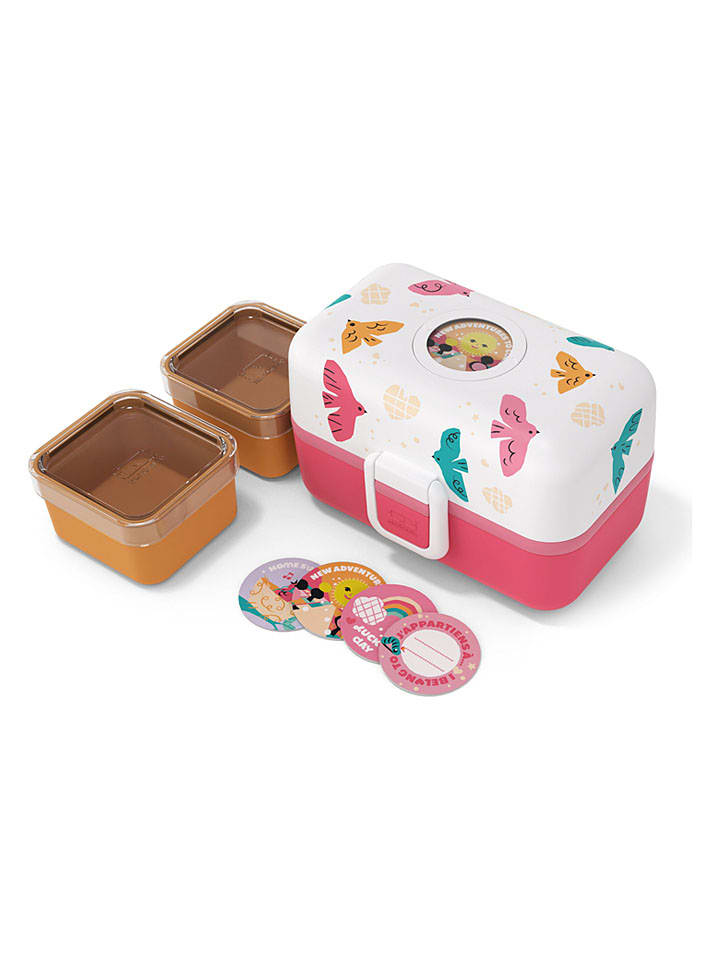 Pojemnik "Birds" w kolorze różowym ze wzorem na lunch - 800 ml
