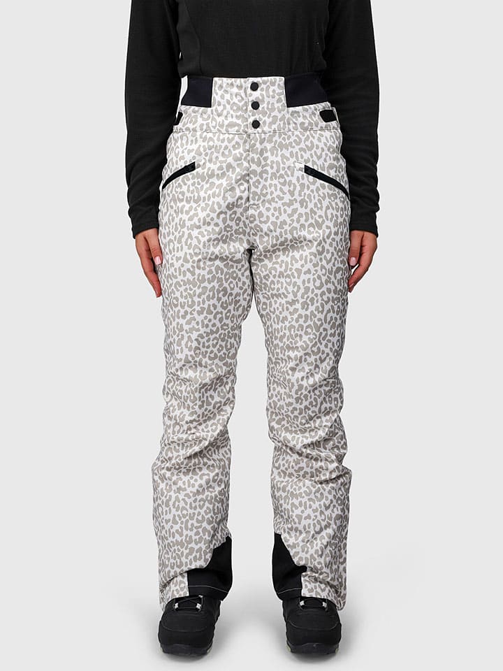 Ski-/Snowboardbroek "Whitewater-Print" wit/beige