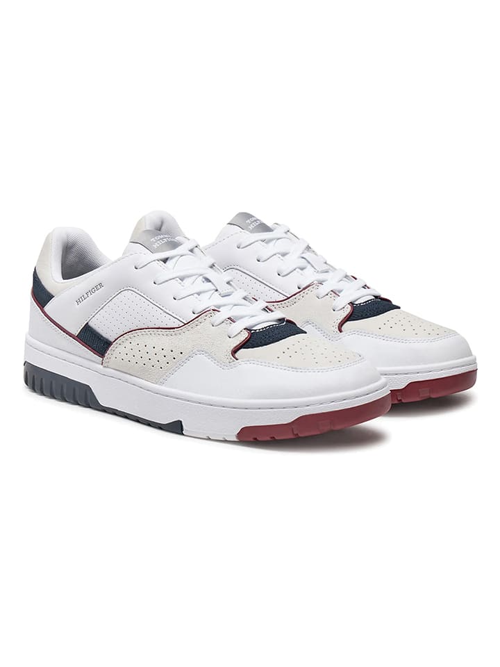 Leder-Sneakers in Weiß/ Creme