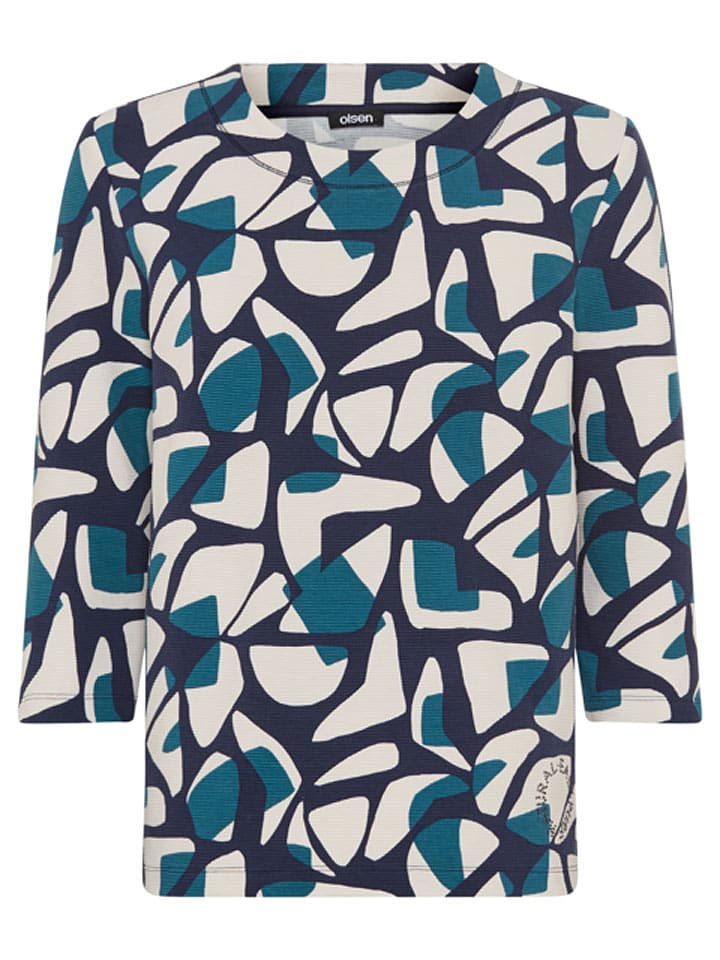 Blouse donkerblauw/crème/blauw