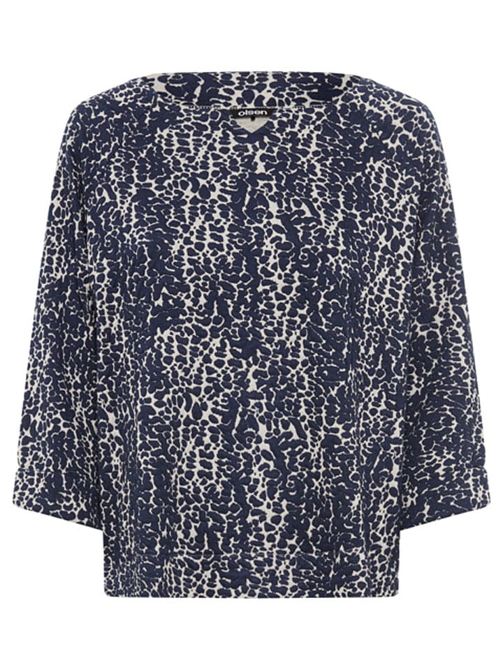 Bluse in Dunkelblau/ Weiß