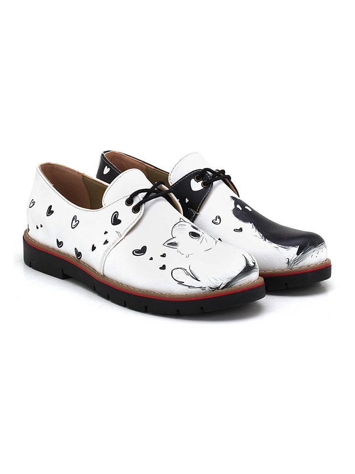 Schnürschuhe in Schwarz/ Weiß