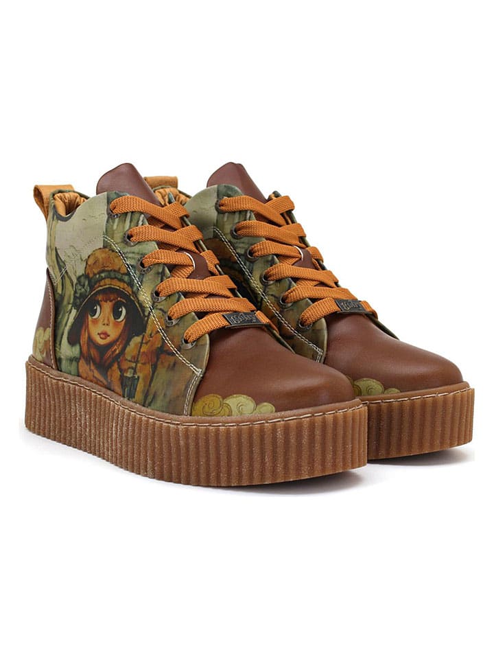 Sneakers in Hellbraun/ Grün