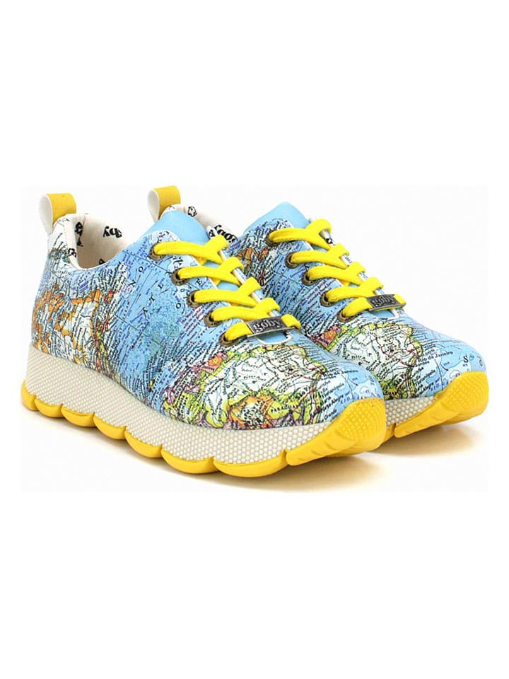 Sneakers lichtblauw/geel