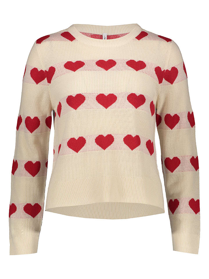Sweter w kolorze beżowo-czerwonym