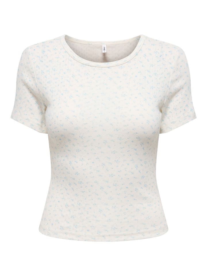 Shirt in Creme/ Hellblau