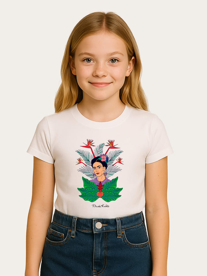 Koszulka "Frida Kahlo Jungle" w kolorze białym ze wzorem