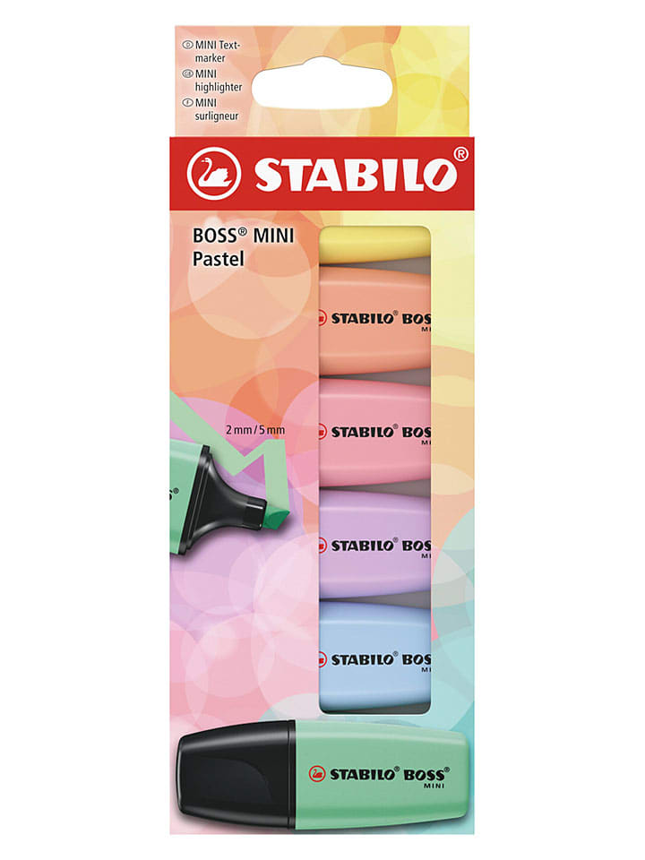 Textmarker "STABILO BOSS MINI Pastel" - 6 Stück