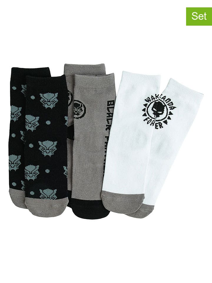 3er-Set: Socken in Schwarz/ Grau/ Weiß