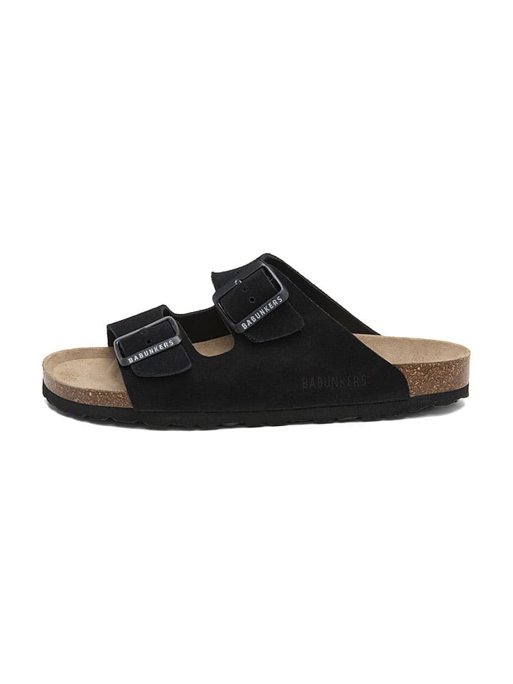 Leder-Pantoletten in Schwarz