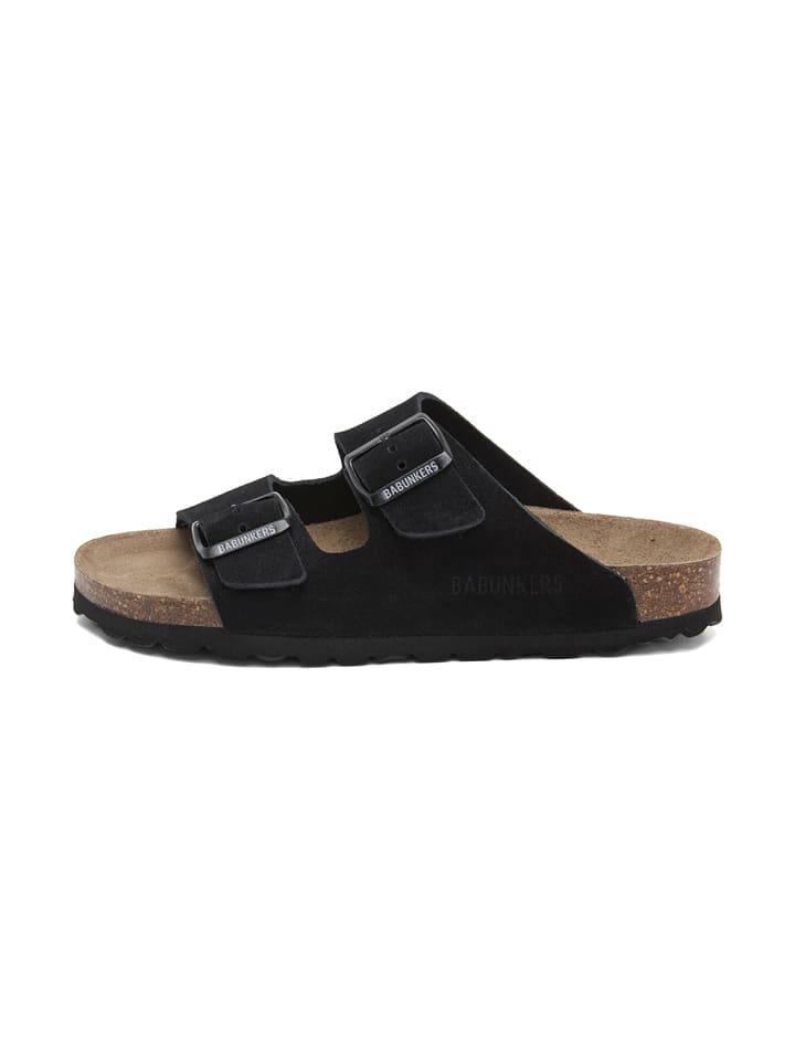 Leren slippers zwart