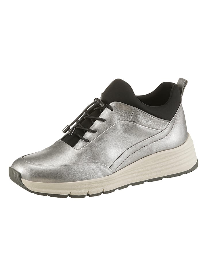 Leren sneakers zilverkleurig