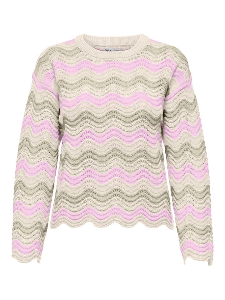 Pullover in Rosa/ Creme/ Khaki