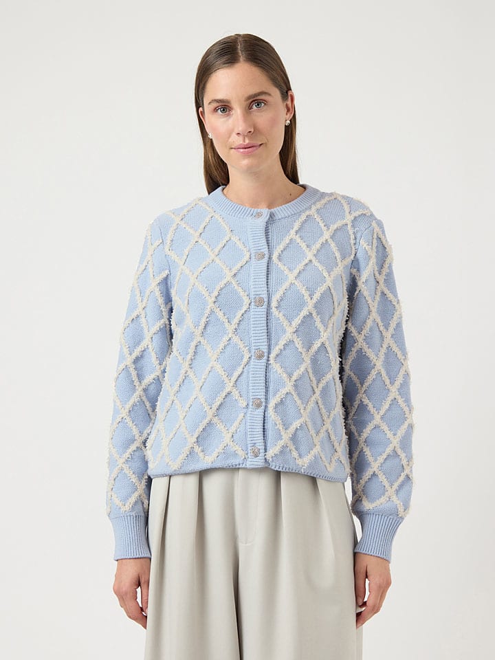 Vest lichtblauw/wit