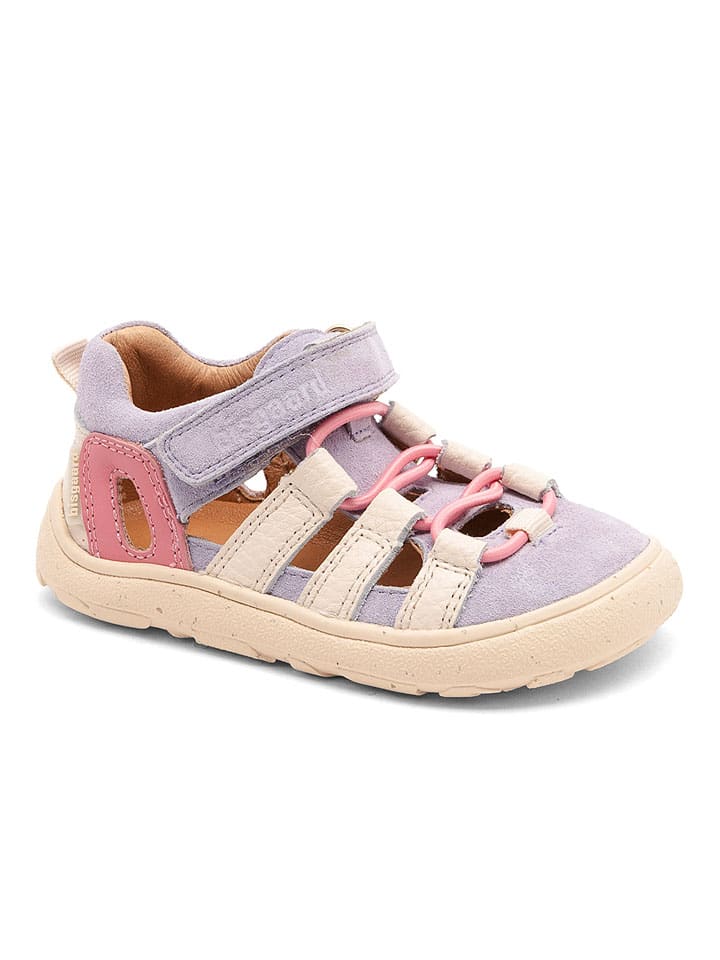 Skórzane buty barefoot "Fiona" w kolorze fioletowo-kremowym