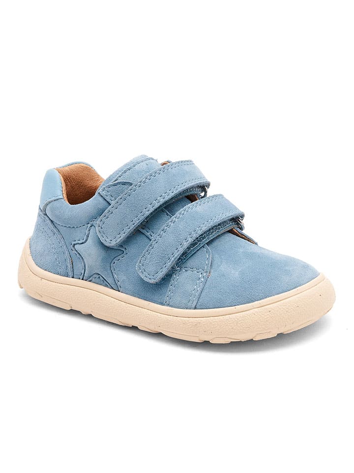 Skórzane buty barefoot "Luna" w kolorze błękitnym