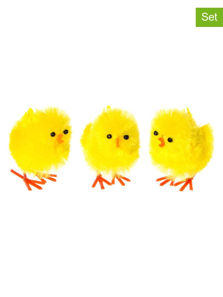 3er-Set: Dekofiguren "Chick" in Gelb - (H)6 cm