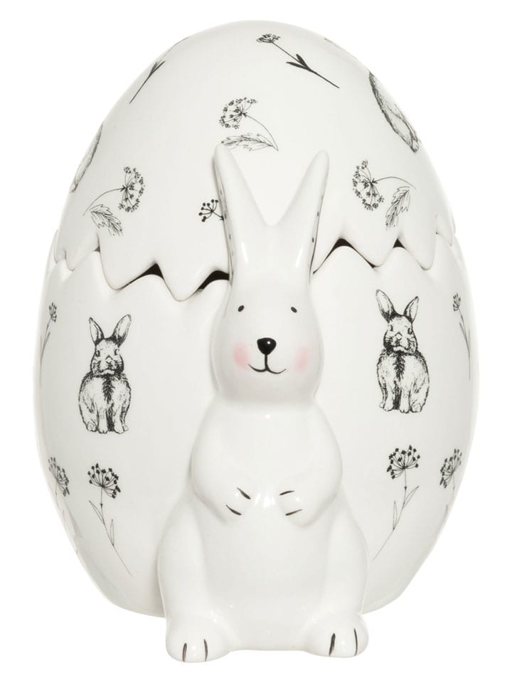 Vorratsdose "Rabbit" in Weiß/ Schwarz - (B)13,5 x (H)15 x (T)11 cm