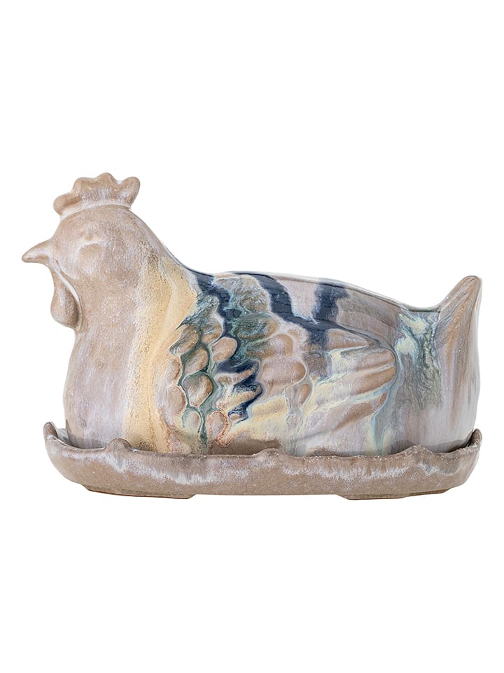 Maselniczka "Heni" w kolorze beżowo-granatowym - 19 x 13 x 13 cm