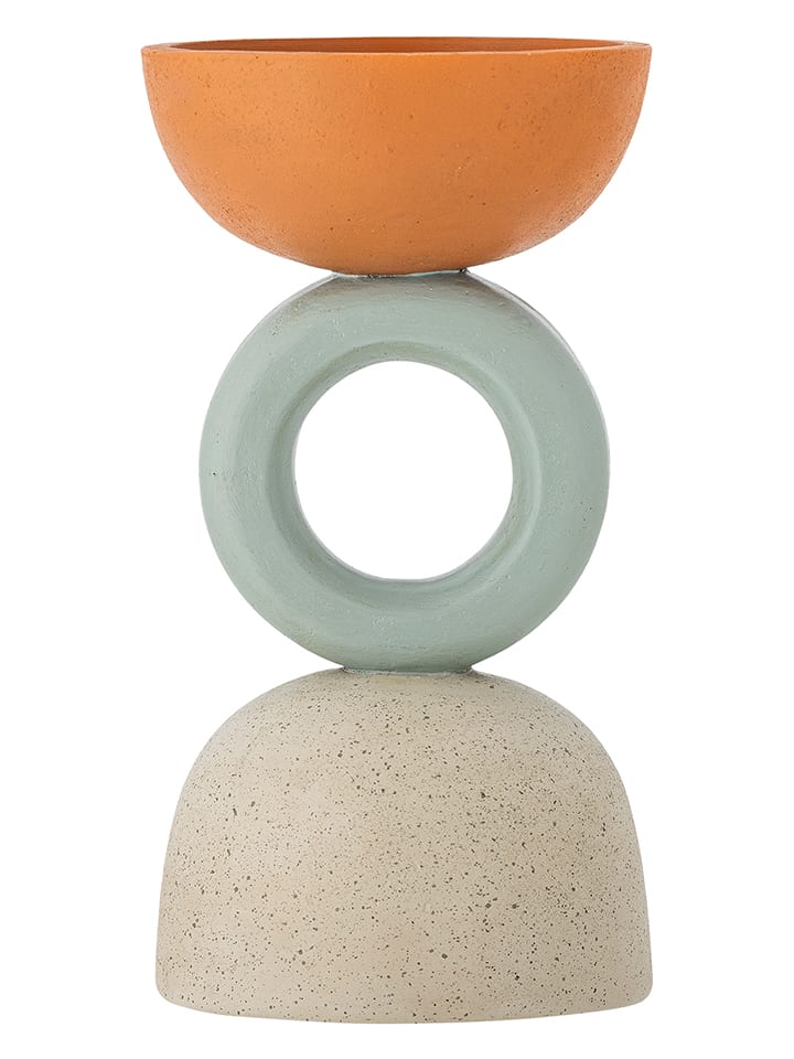 Teelichthalter "Loretta" in Orange/ Mint/ Creme - (H)17 x Ø 9 cm