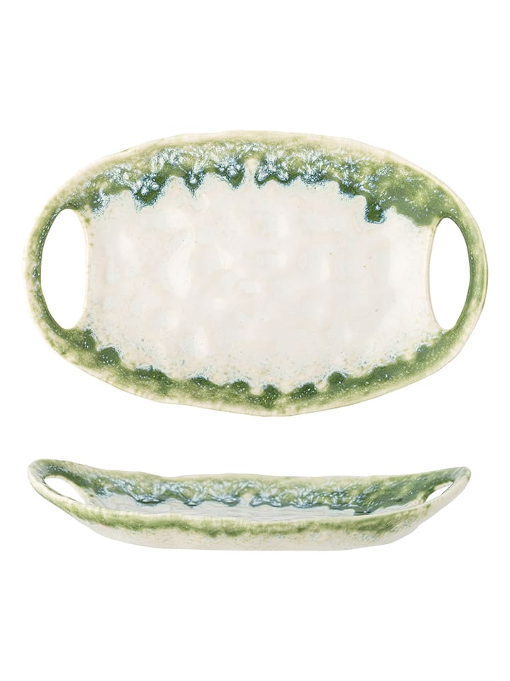 Półmisek "Prim" w kolorze kremowo-zielonym - 22 x 13,5 cm