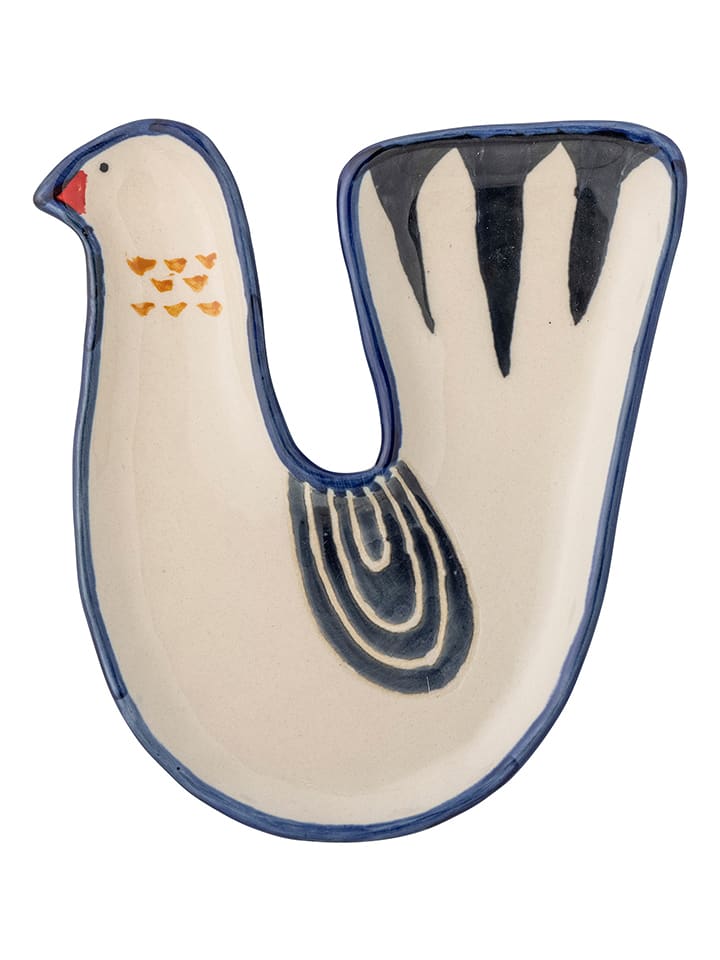 Decoschaal "Trudy" crème/donkerblauw - (L)12,5 x (B)14 cm