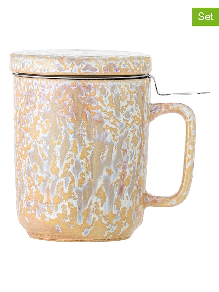3tlg. Set: Teetasse "Yuma" in Beige/ Weiß - 250 ml