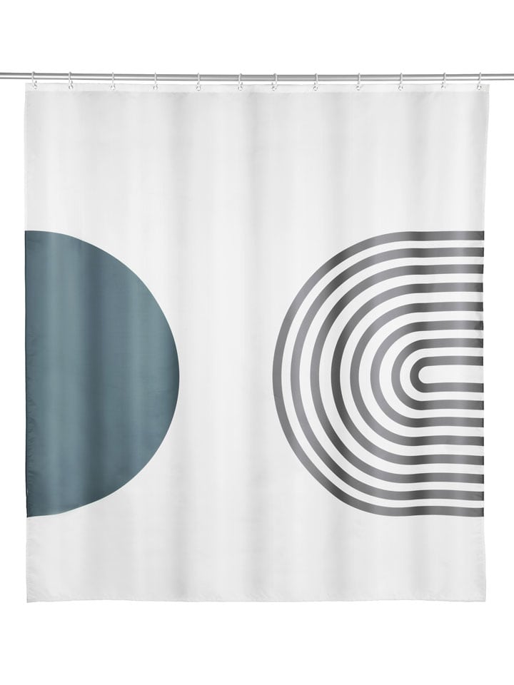 Duschvorhang "Orfa" in Weiß/ Grau/ Blau - (L)200 x (B)180 cm