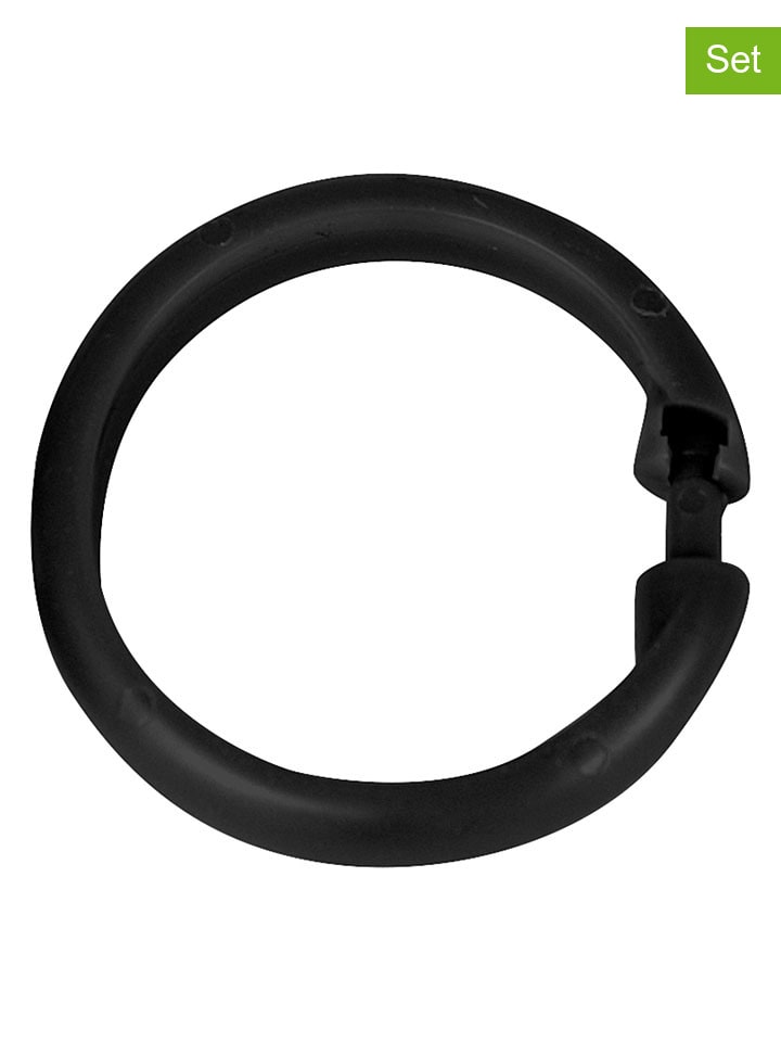 16er-Set: Duschvorhangringe in Schwarz - Ø 6 cm
