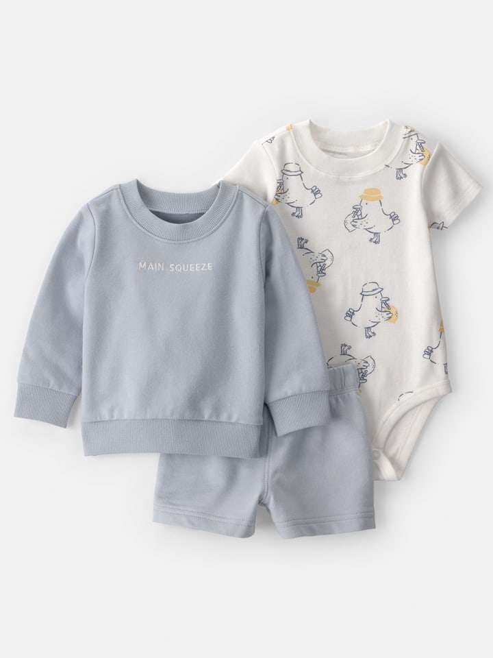 3tlg. Outfit in Grau/ Creme