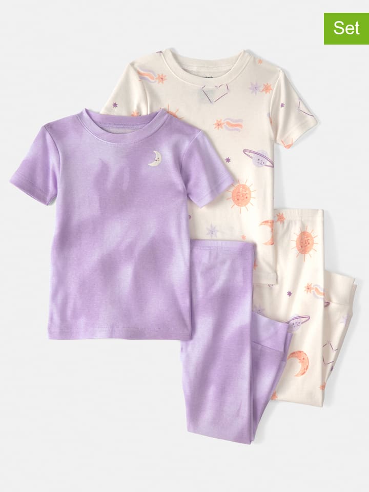 2er-Set: Pyjamas in Lila/ Creme