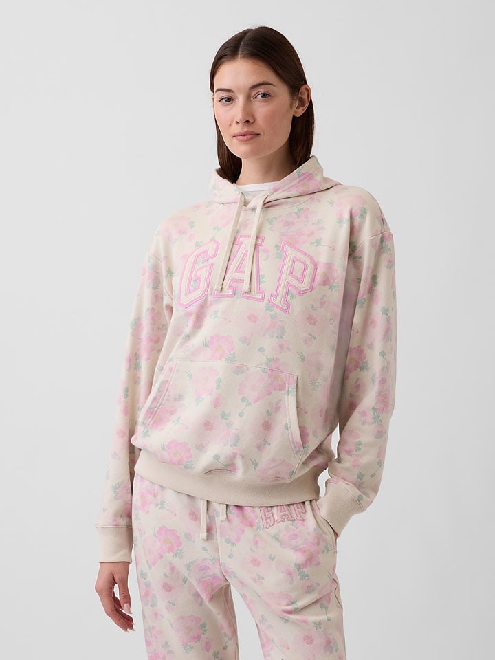Hoodie in Beige/ Rosa