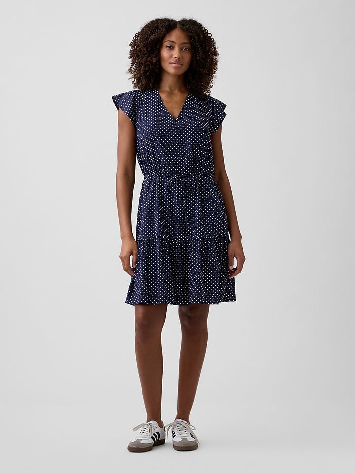 Kleid in Dunkelblau/ Weiß