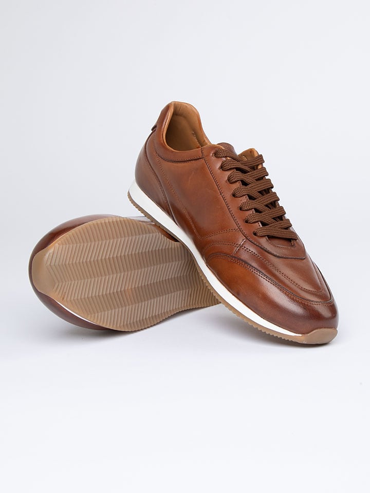Leren sneakers lichtbruin