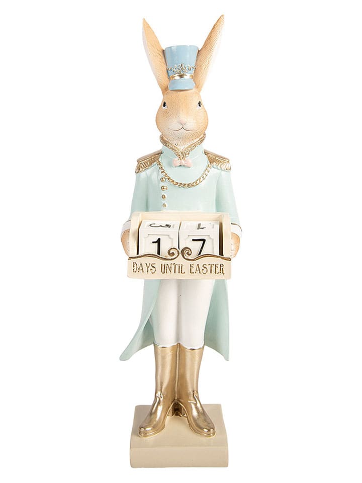 Figurka dekoracyjna "Bunny" w kolorze błękitno-beżowym - 10 x 32 x 9 cm