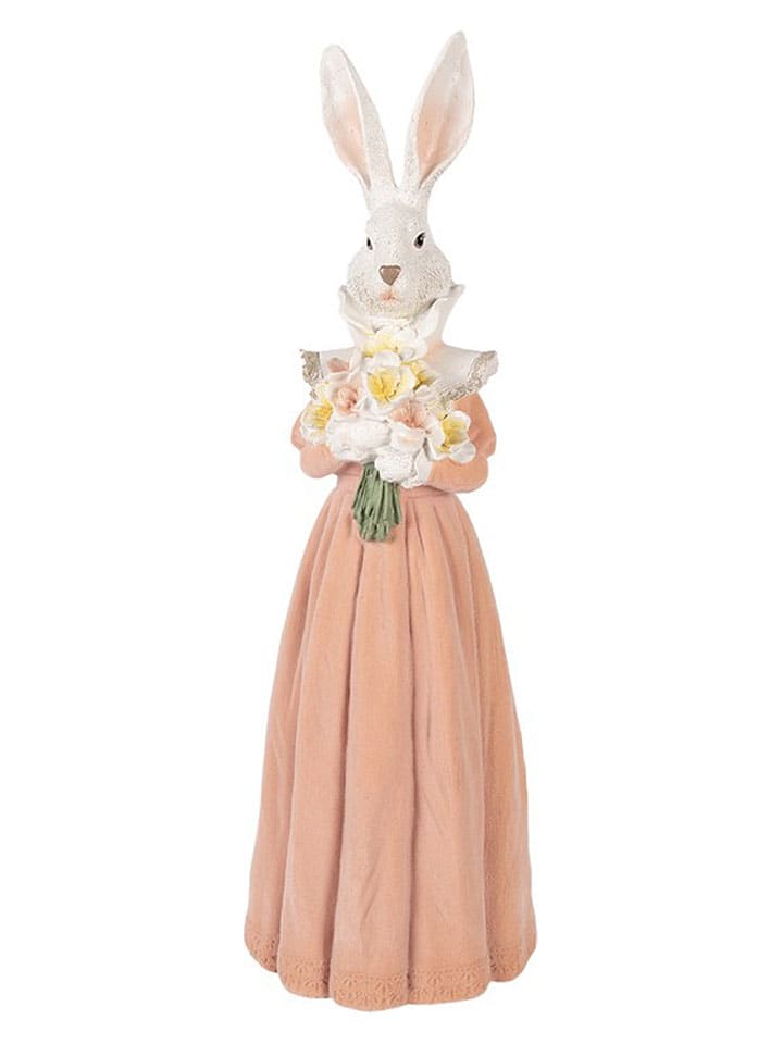 Dekofigur ''Kaninchen'' in Rosa/ Weiß - (B)18 x (H)53 x (T)16 cm