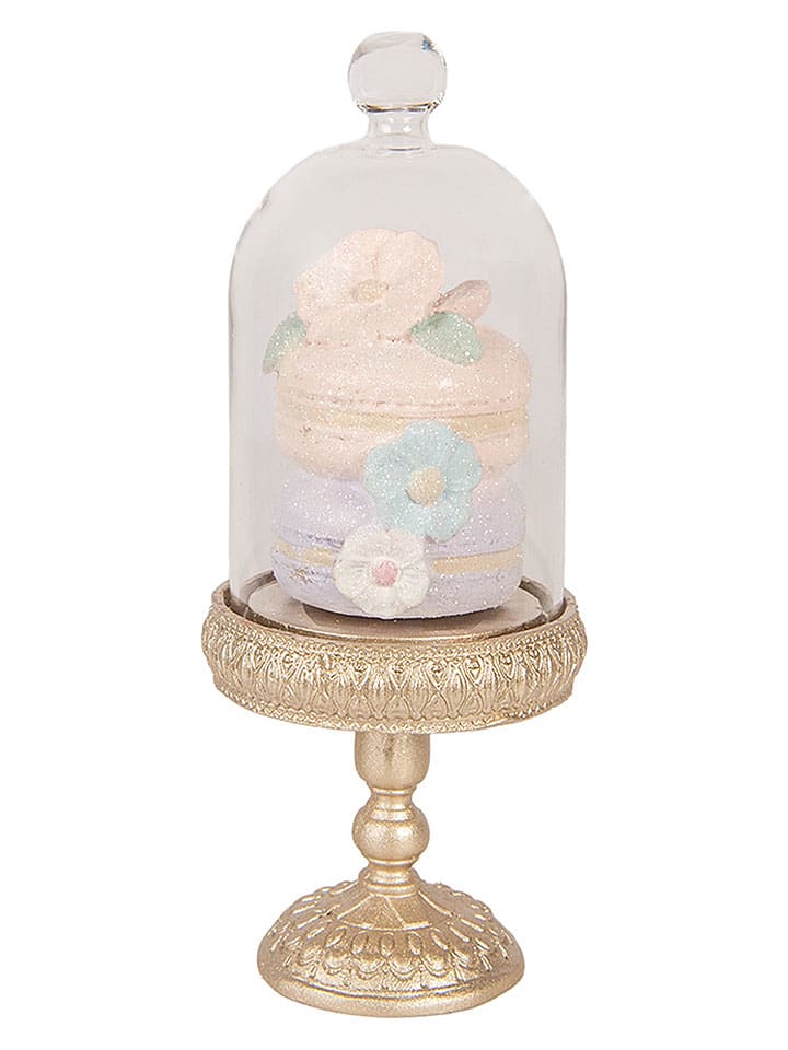 Dekoobjekt ''Glasglocke'' in Gold/ Hellblau/ Rosa - (H)17 x Ø 7 cm