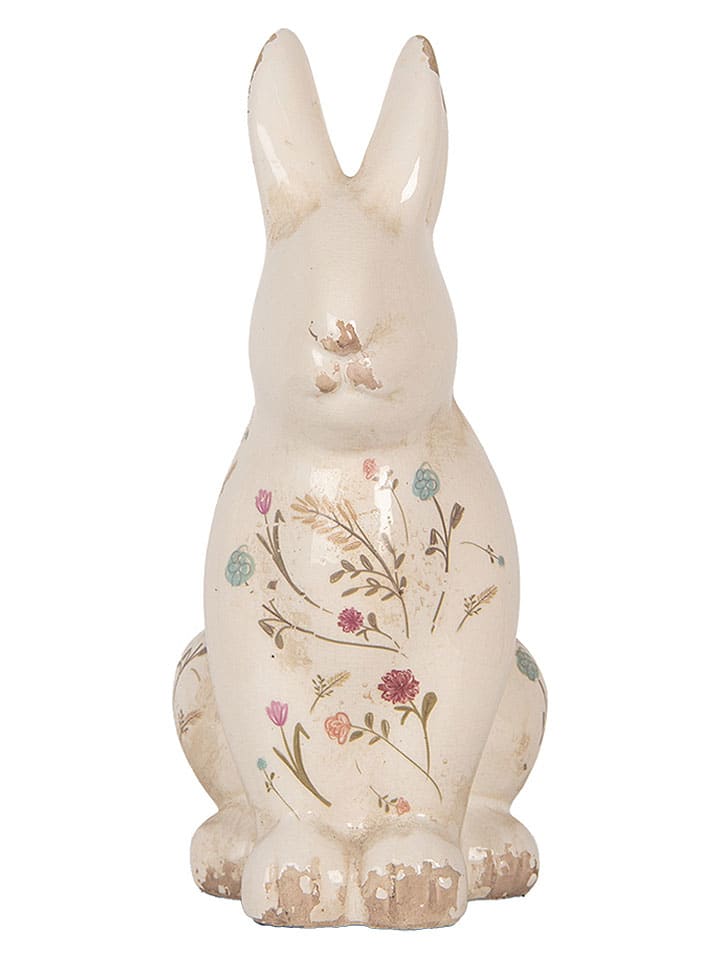 Figurka dekoracyjna "Bunny" w kolorze kremowym ze wzorem - 12 x 28 x 16 cm
